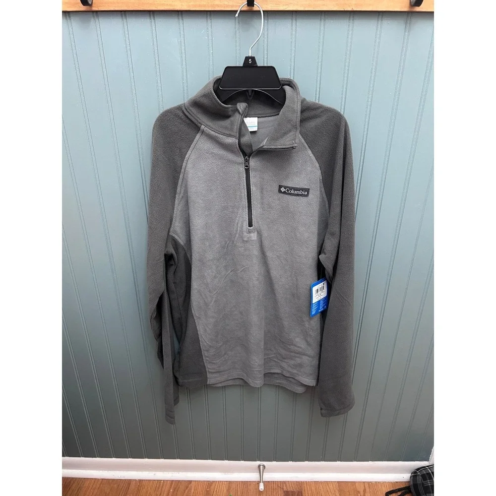 Columbia Mens Fleece‎ Half Zip Pullover Gray Size S